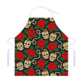 Rose Flower Sugar Skull Pattern Print Adjustable Apron