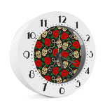 Rose Flower Sugar Skull Pattern Print Alarm Clock