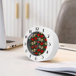 Rose Flower Sugar Skull Pattern Print Alarm Clock