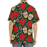 Rose Flower Sugar Skull Pattern Print Aloha Shirt