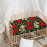 Rose Flower Sugar Skull Pattern Print Baby Crib Sheet