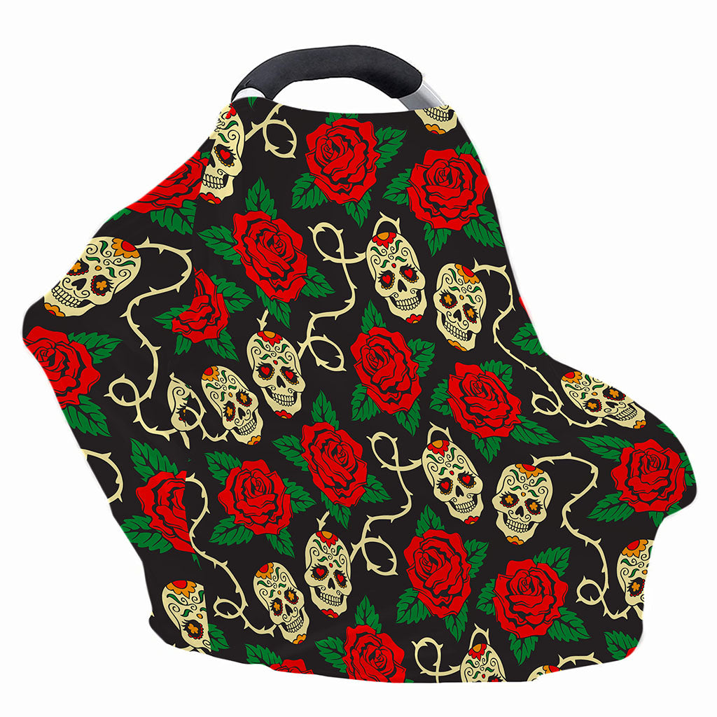 Rose Flower Sugar Skull Pattern Print Baby Seat Cover