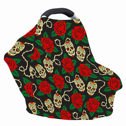 Rose Flower Sugar Skull Pattern Print Baby Seat Cover