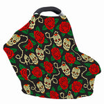 Rose Flower Sugar Skull Pattern Print Baby Seat Cover