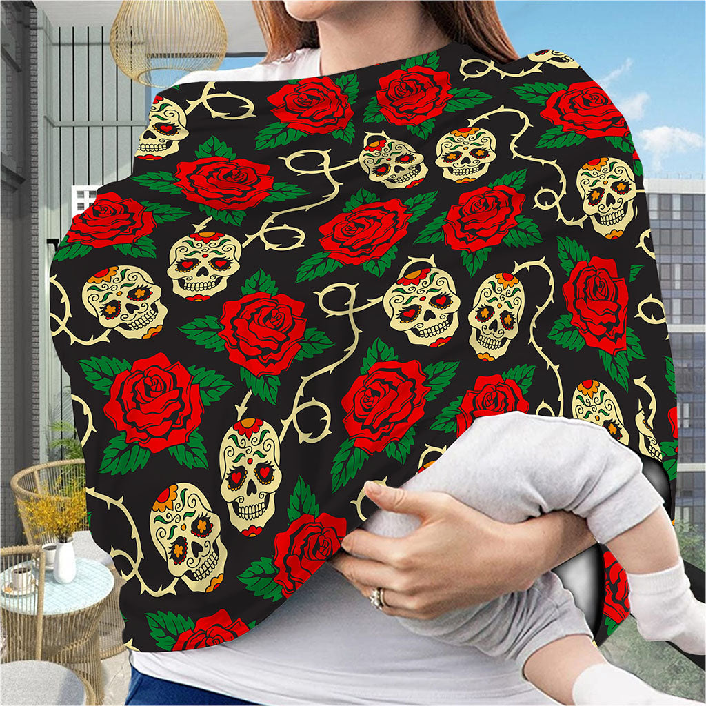 Rose Flower Sugar Skull Pattern Print Baby Seat Cover