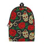 Rose Flower Sugar Skull Pattern Print Backpack