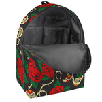 Rose Flower Sugar Skull Pattern Print Backpack