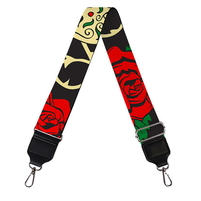 Rose Flower Sugar Skull Pattern Print Bag Strap