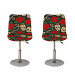 Rose Flower Sugar Skull Pattern Print Bar Stool Covers