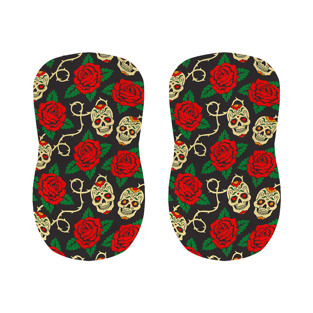 Rose Flower Sugar Skull Pattern Print Bar Stool Covers
