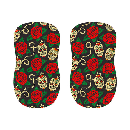 Rose Flower Sugar Skull Pattern Print Bar Stool Covers