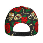Rose Flower Sugar Skull Pattern Print Baseball Cap
