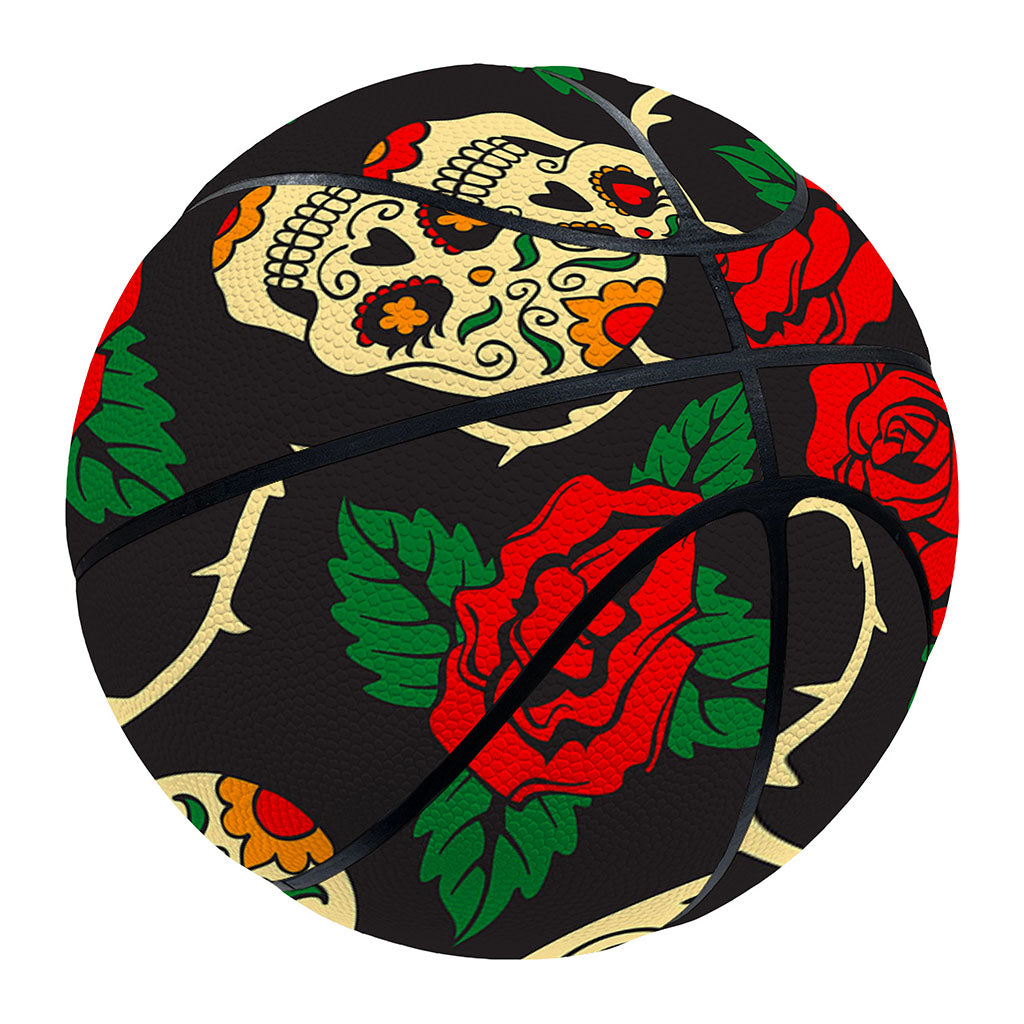Rose Flower Sugar Skull Pattern Print Basketball