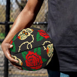 Rose Flower Sugar Skull Pattern Print Basketball
