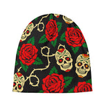 Rose Flower Sugar Skull Pattern Print Beanie