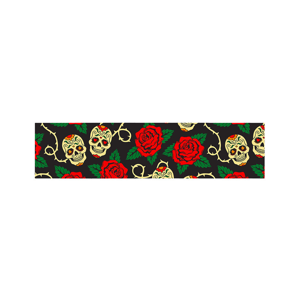 Rose Flower Sugar Skull Pattern Print Bed Runner