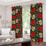 Rose Flower Sugar Skull Pattern Print Blackout Grommet Curtains