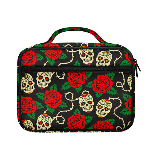 Rose Flower Sugar Skull Pattern Print Briefcase Bible Bag