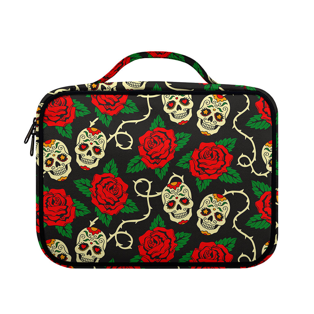 Rose Flower Sugar Skull Pattern Print Briefcase Bible Bag