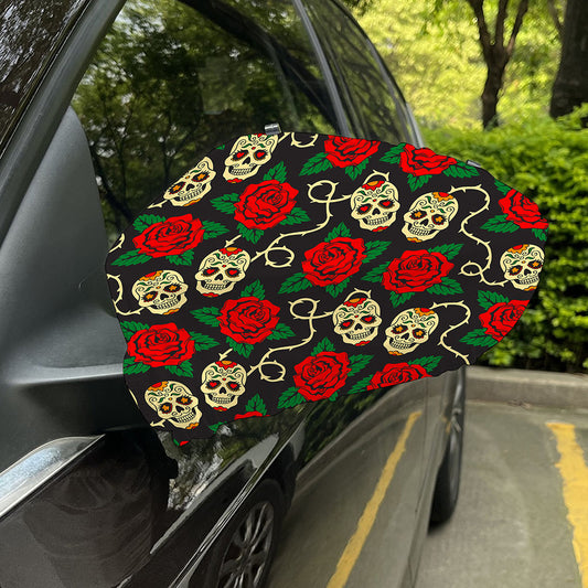 Rose Flower Sugar Skull Pattern Print Car Side Mirror Covers