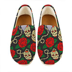 Rose Flower Sugar Skull Pattern Print Casual Shoes