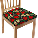 Rose Flower Sugar Skull Pattern Print Chair Cushion Cover