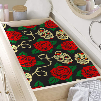 Rose Flower Sugar Skull Pattern Print Changing Pad Cover