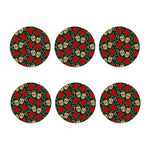 Rose Flower Sugar Skull Pattern Print Coaster Set