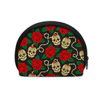 Rose Flower Sugar Skull Pattern Print Coin Purse