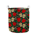 Rose Flower Sugar Skull Pattern Print Collapsible Laundry Basket