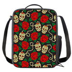 Rose Flower Sugar Skull Pattern Print Crossbody Lunch Bag