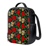Rose Flower Sugar Skull Pattern Print Crossbody Lunch Bag