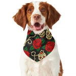 Rose Flower Sugar Skull Pattern Print Dog Bandana
