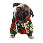 Rose Flower Sugar Skull Pattern Print Dog Zip Up Hoodie
