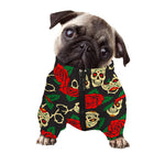 Rose Flower Sugar Skull Pattern Print Dog Zip Up Jacket