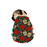 Rose Flower Sugar Skull Pattern Print Dog Zip Up Jacket