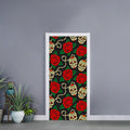 Rose Flower Sugar Skull Pattern Print Door Sticker