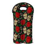 Rose Flower Sugar Skull Pattern Print Double Neoprene Wine Tote