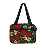 Rose Flower Sugar Skull Pattern Print Double Strap Bible Bag