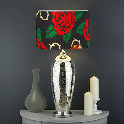 Rose Flower Sugar Skull Pattern Print Drum Lamp Shade