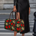 Rose Flower Sugar Skull Pattern Print Duffle Bag