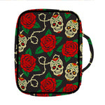 Rose Flower Sugar Skull Pattern Print Front Pocket Bible Bag