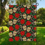 Rose Flower Sugar Skull Pattern Print Garden Flag