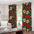 Rose Flower Sugar Skull Pattern Print Grommet Curtains
