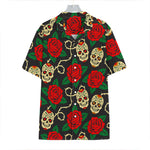 Rose Flower Sugar Skull Pattern Print Hawaiian Shirt