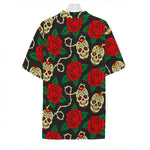Rose Flower Sugar Skull Pattern Print Hawaiian Shirt