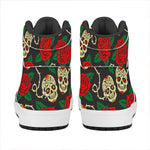 Rose Flower Sugar Skull Pattern Print High Top Leather Sneakers