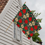 Rose Flower Sugar Skull Pattern Print House Flag