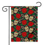Rose Flower Sugar Skull Pattern Print House Flag