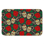 Rose Flower Sugar Skull Pattern Print Indoor Door Mat